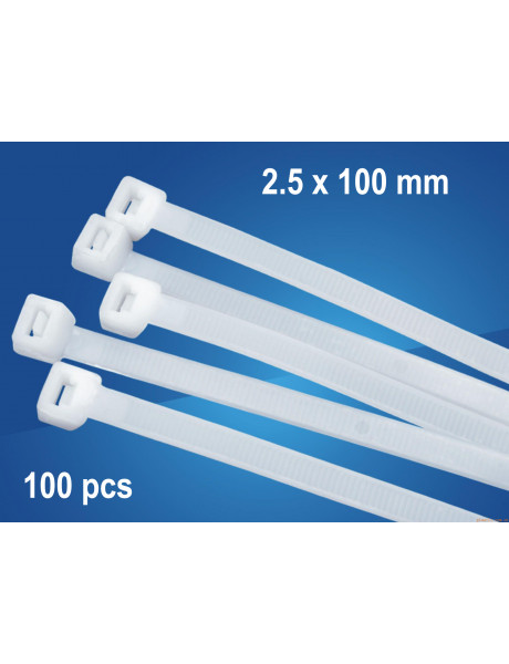 Logilink Cable tie set 100 pcs in polybag,  length: 100 x 2.5mm White