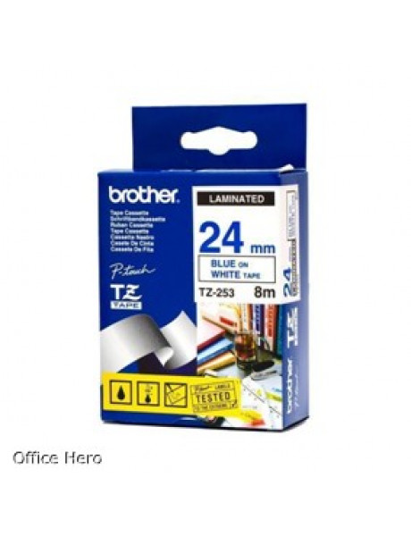 BROTHER TZE253 24 BLUE ON WHITE