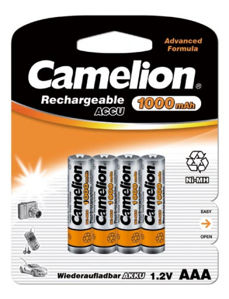 Camelion AAA/HR03, 1000 mAh, Rechargeable Batteries Ni-MH, 4 pc(s)