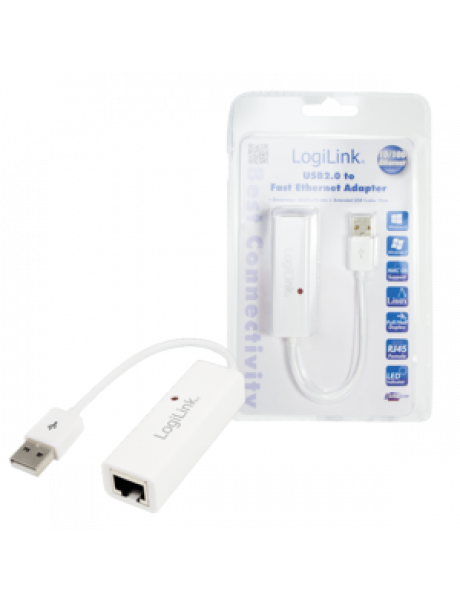Logilink | Fast Ethernet USB 2.0 to RJ45 Adapter: | USB | RJ-45
