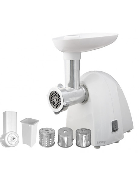 Meat mincer Camry CR 4802 White, 600-1500 W, Number of speeds 1, Middle size sieve, mince sieve, poppy sieve, plunger, sausage filler, vegatable attachment.