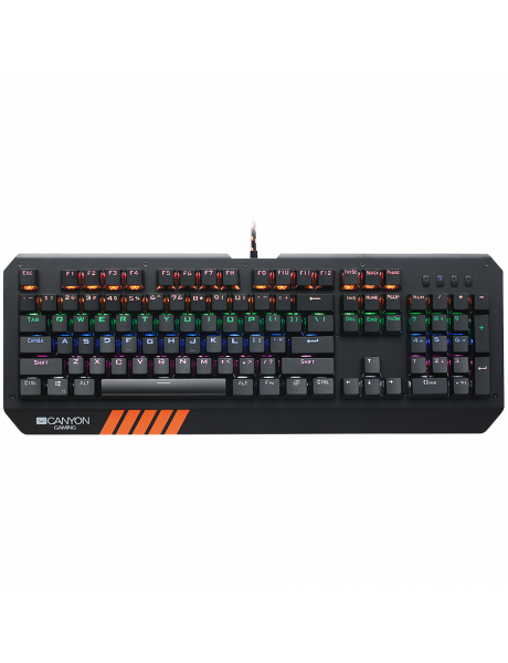 CND-SKB6-US CANYON Hazard GK-6, Wired multimedia gaming keyboard with lighting effect, 108pcs rainbow LED, Numbers 104keys, EN double injection layout, cable length 1.8M, 450.5*163.7*42mm, 0.90kg, color black