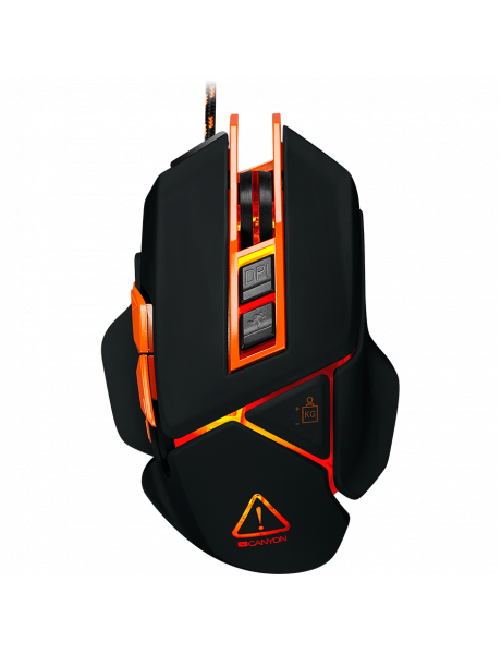 CND-SGM6N CANYON Hazard GM-6, Hazard GM-6 Optical gaming mouse, adjustable DPI setting 800/1600/2400/3200/4800/6400, LED backlight, moveable weight slot and retractable top cover for comfortable usage, Black rubber, cable length 1.70m, 137*90*42mm, 0.154k