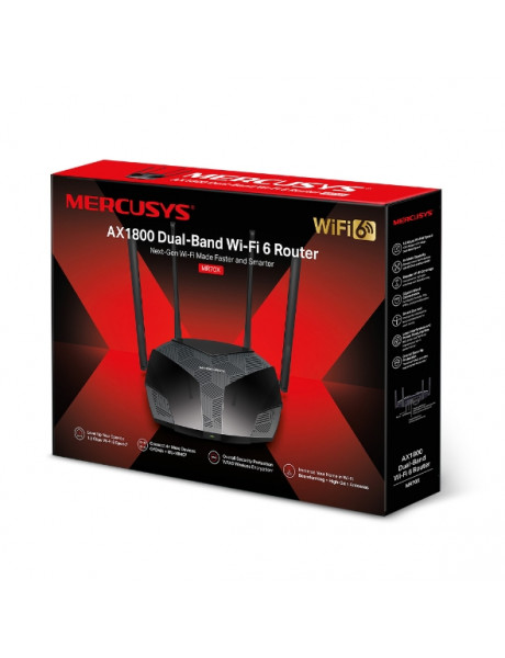 Wireless Router|MERCUSYS|1800 Mbps|Wi-Fi 6|1 WAN|3x10/100/1000M|Number of antennas 4|MR70X