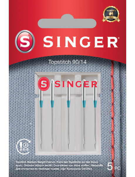 Singer | Topstitch Needle 90/14 5PK Metalic Thread