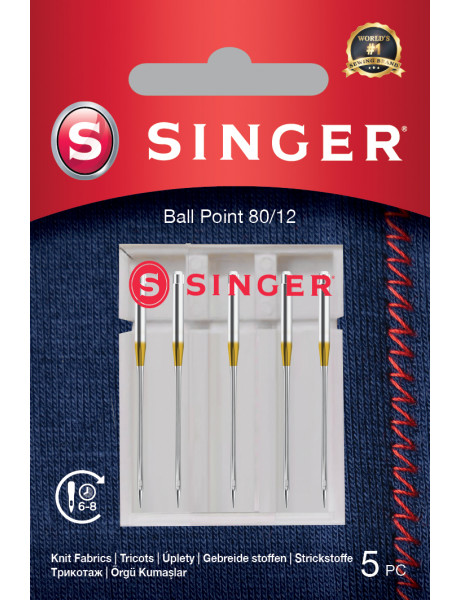 Singer Ball Point Needle 80/12 5PK for Knit Fabrics