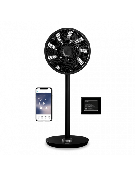 Duux | Smart Fan | Whisper Flex Smart Black with Battery Pack | Stand Fan | Black | Diameter 34 cm | Number of speeds 26 | Oscillation | 2-22 W | Yes | Timer