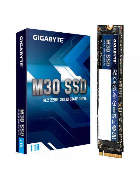 SSD|GIGABYTE|1TB|M.2|PCIE|NVMe|3D TLC|Write speed 3000 MBytes/sec|Read speed 3500 MBytes/sec|MTBF 2000000 hours|GP-GM301TB-G