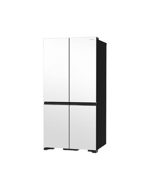 Hitachi Refrigerator  R-WB640VRU0X (MGW)  Energy efficiency class F, Free standing, Side by side, Height 184 cm, No Frost system, Fridge net capacity 395 L, Freezer net capacity 151 L, Glass White, Vacuum compartment