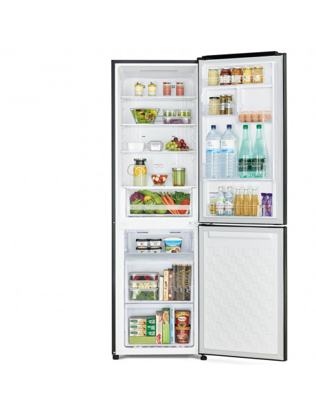 Hitachi Refrigerator R-BG411PRU0 (GS) Energy efficiency class F, Free standing, Combi, Height 190  cm, No Frost system, Fridge net capacity 215 L, Freezer net capacity 105 L, 41 dB, Glass Silver