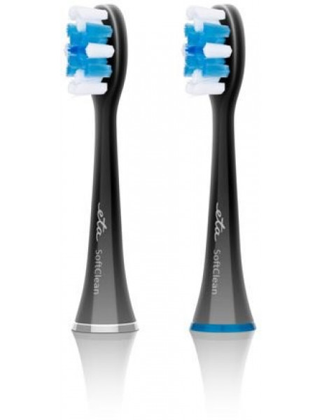 ETA Toothbrush replacement SoftClean ETA070790600  Heads, For adults, Number of brush heads included 2, Black
