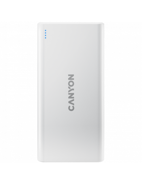 CNE-CPB1006W CANYON PB-106, Power bank 10000mAh Li-poly battery, Input 5V/2A, Output 5V/2.1A(Max), USB cable length 0.3m, 140*68*16mm, 0.24Kg, White