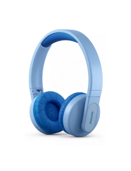 Philips Kids wireless on-ear headphones TAK4206BL/00, Volume limited <85 dB, App-based parental controls, Light-up ear cups, Blue