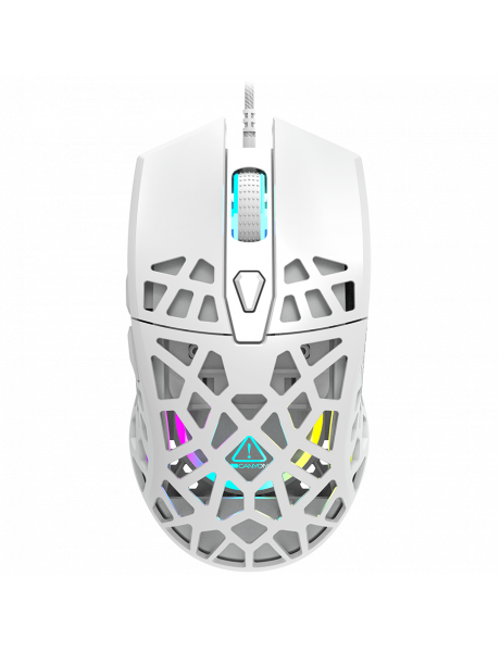 CND-SGM20W CANYON Puncher GM-20, High-end Gaming Mouse with 7 programmable buttons, Pixart 3360 optical sensor, 6 levels of DPI and up to 12000, 10 million times key life, 1.65m Ultraweave cable, Low friction with PTFE feet and colorful RGB lights, white,