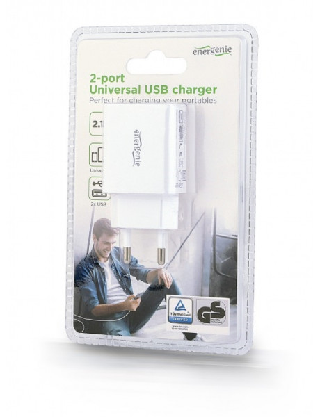 EnerGenie | EG-U2C2A-03-W | 2-port universal USB charger
