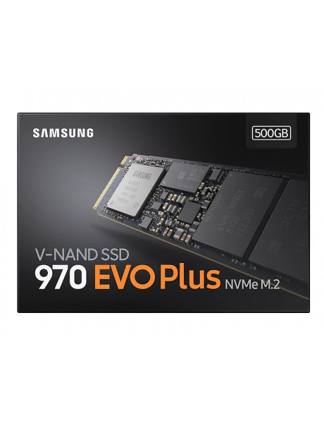 Samsung 970 Evo Plus 500 GB, SSD interface M.2 NVME, Write speed 3200 MB/s, Read speed 3500 MB/s
