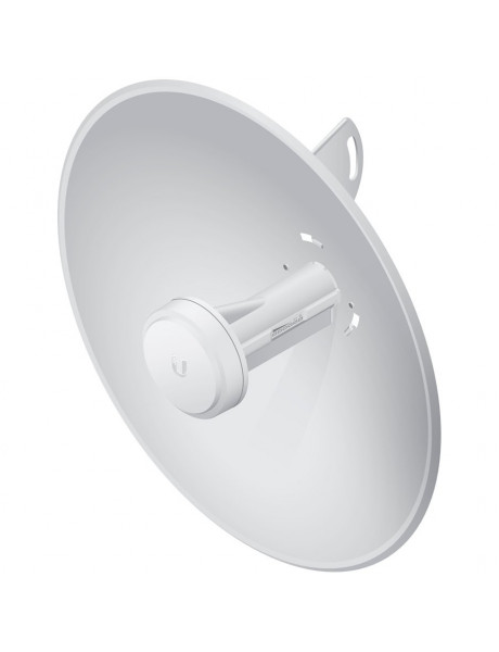 PBE-M5-300-EU Ubiquiti airMAX PowerBeam M5 300, 5 GHz, 22 dBi bridge with 150+ Mbps throughput, 3+ km link range, 1 x 10/100 MbE port, 24V, 0.5A PoE adapter(Included), Pole mount kit(Included), Wind survivability 200 km/h, ESD/EMP protection Air/contact: 