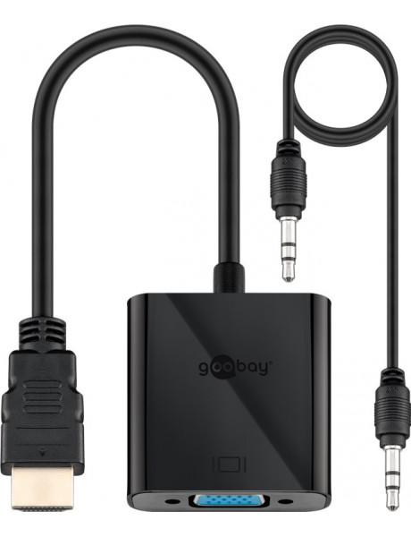Goobay Black | HDMI male (type A) | VGA female (15-pin) | HDMI/VGA adapter, nickel plated | 68793