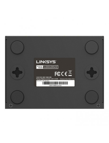 Linksys Switch LGS105 Unmanaged, Desktop, 1 Gbps (RJ-45) ports quantity 5, Power supply type External