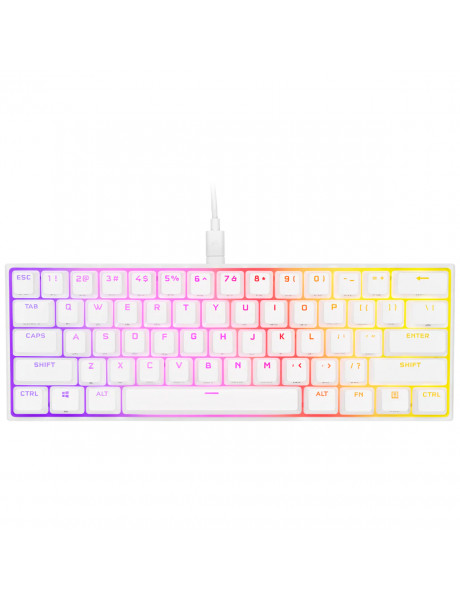 Corsair Mini Mechanical Gaming Keyboard K65 RGB NA Layout, Wired, White, Red Switch