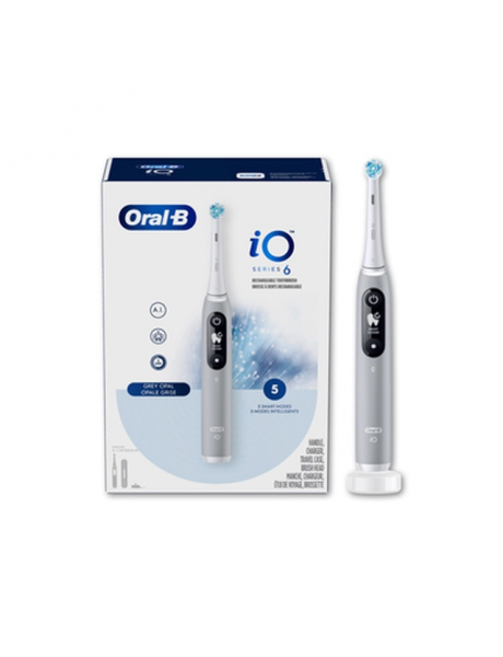 Oral-B Toothbrush iO Series 6 Rechargeable, For adults, Number of brush heads included 1, Number of teeth brushing modes 5, Grey Opal