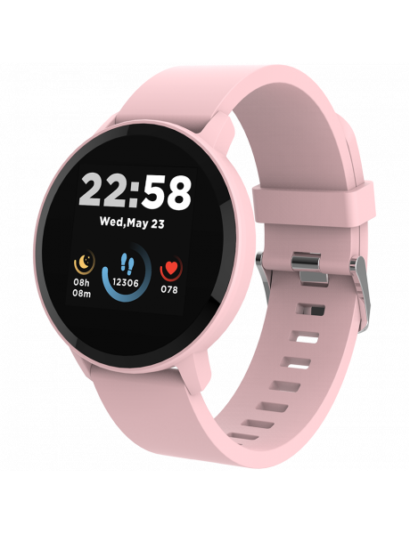 CNS-SW63PP CANYON Lollypop SW-63, Smart watch, 1.3inches IPS full touch screen, Round watch, IP68 waterproof, multi-sport mode, BT5.0, compatibility with iOS and android, Pink, Host: 25.2*42.5*10.7mm, Strap: 20*250mm, 45g