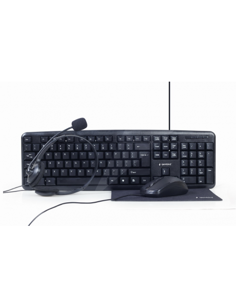 Gembird 4-in-1 Multimedia office set KBS-UO4-01 Wired, Mouse included, US Layout, Black