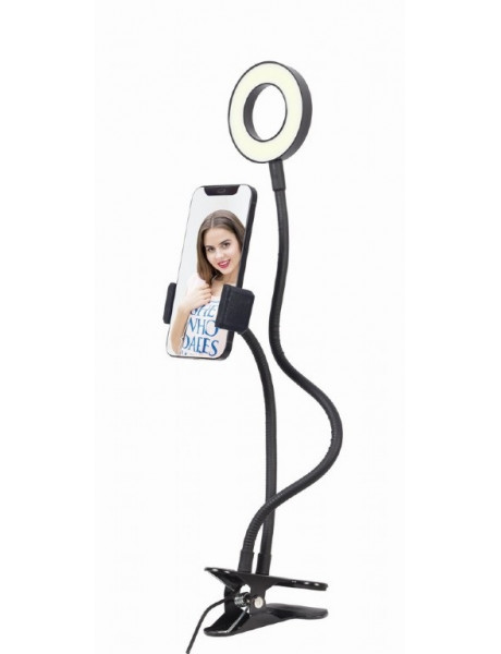 Gembird Selfie ring light with phone holder | Gembird | Selfie ring light with phone holder | LED-RING4-PH-01 | ABS + metal | Black | cm