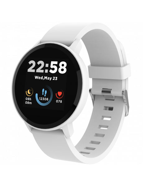 CNS-SW63SW CANYON Lollypop SW-63, Smart watch, 1.3inches IPS full touch screen, Round watch, IP68 waterproof, multi-sport mode, BT5.0, compatibility with iOS and android, Silver white, Host: 25.2*42.5*10.7mm, Strap: 20*250mm, 45g