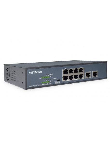 Digitus 8-port Fast Ethernet PoE Switch + 2-Port Uplink DN-95323-1 10/100 Mbps (RJ-45), Unmanaged, Desktop, Power supply type Internal, Ethernet LAN (RJ-45) ports 8