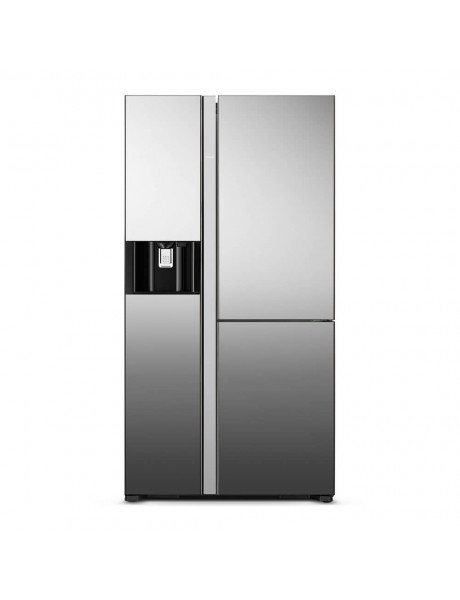 Hitachi Refrigerator R-M700VAGRU9X-2 (MIR) Energy efficiency class F, Free standing, Side by side, Height 180 cm, No Frost system, Fridge net capacity 362 L, Freezer net capacity 207 L, Display, 42 dB, Mirror