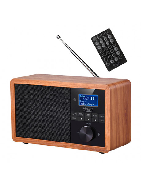 Adler Radio DAB+ Bluetooth AD 1184	 Display LCD, Black/Brown, Alarm function