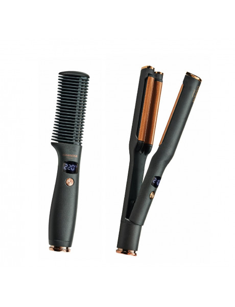 Carrera Classic Straightener Comb and Wave Styler Set 21291122 Warranty 24 month(s), Display LED, Temperature (max) 220 °C, 40/55 W, Gun Grey