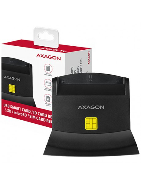CRE-SM2 Axagon desktop stand reader Smart card / ID card AXAGON CRE-SM2 with USB 2.0 interface include SD, microSD and SIM card slots.