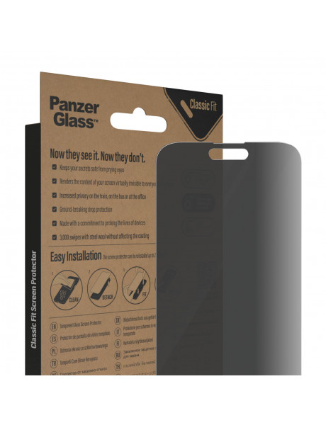 PanzerGlass | Screen protector | Apple | iPhone 14 Pro Max | Glass | Black | Classic Fit | Privacy