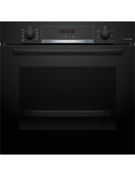 Bosch Oven HBA473BB0S 71 L, Multifunctional, Pyrolysis, Red LED display with knob control, Height 59.5 cm, Width 59.4 cm, Black