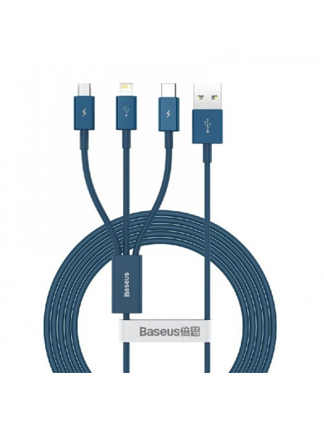 BASEUS Superior Series Fast Charging Cable 3w1 1.5m Blue