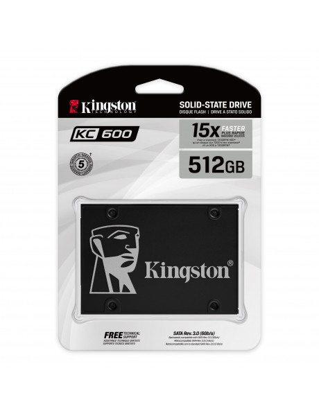 SKC600/512G KINGSTON KC600 512GB SSD, 2.5” 7mm, SATA 6 Gb/s, Read/Write: 550 / 520 MB/s, Random Read/Write IOPS 90K/80K
