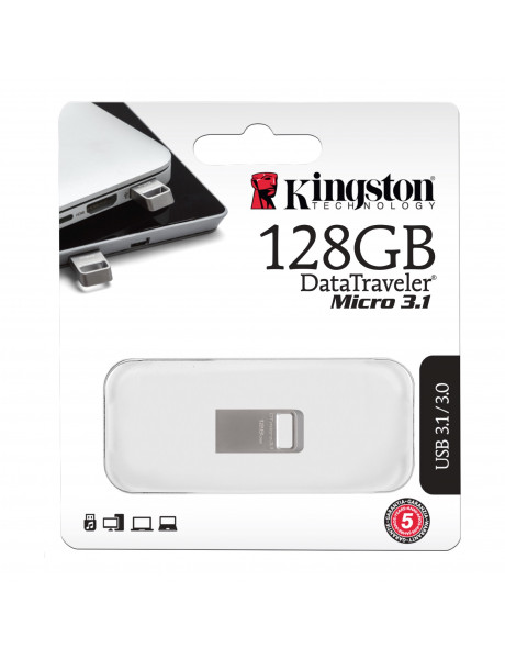 Kingston DataTraveler Micro 3.1 128 GB, USB 3.1, Silver
