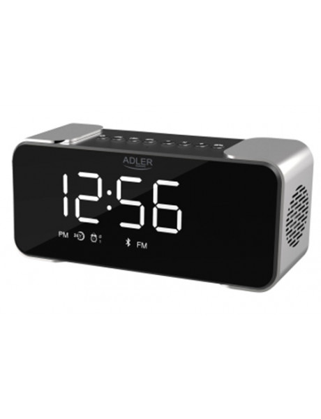Adler Wireless alarm clock with radio AD 1190 AUX in Silver/Black Alarm function