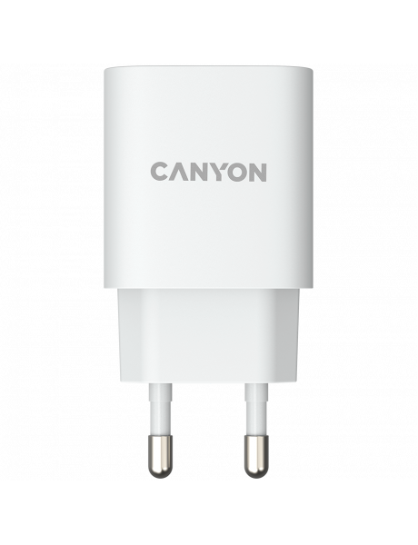 CNE-CHA18W CANYON H-18-01, Wall charger with 1*USB, QC3.0 18W, Input: 100V-240V, Output: DC 5V/3A,9V/2A,12V/1.5A, Eu plug, OCP/OVP/OTP/SCP, CE, RoHS ,ERP. Size: 80.17*41.23*28.68mm, 50g, White