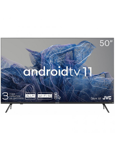50U750NB 50', UHD, Android TV 11, Black, 3840x2160, 60 Hz, Sound by JVC, 2x12W, 70 kWh/1000h , BT5.1, HDMI ports 4, 24 months