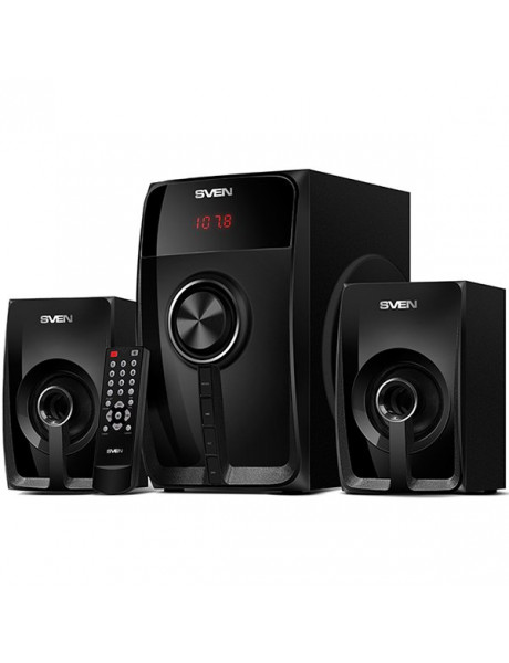 MS-307 SVEN MS-307, 2.1 speakers, FM, Bluetooth, USB/SD, LED Display, RC unit, power output 40W (20 + 2 ◊ 10), Black, SV-013455