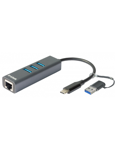 D-Link USB-C/USB to Gigabit Ethernet Adapter with 3 USB 3.0 Ports 	DUB-2332