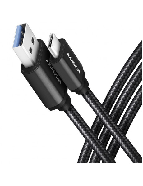BUCM3-AM20AB Axagon Data and charging USB 3.2 Gen1 cable lengh 2 m. 3A. Black braided.