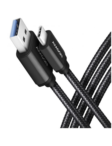 BUCM3-AM10AB Axagon Data and charging USB 3.2 Gen 1 cable lengh 1 m. 3A. Black braided.