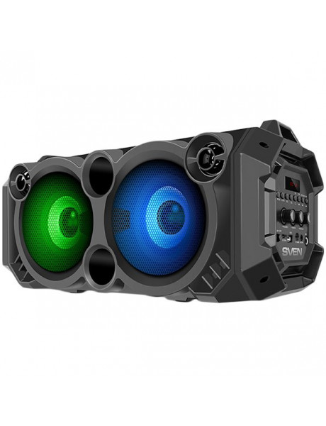 PS-550 Speaker SVEN PS-550, black, power output 2x18W (RMS), Bluetooth, FM, USB, microSD, LED-display, lithium battery