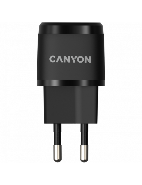 CNE-CHA20B05 CANYON H-20-05, PD 20W Input: 100V-240V, Output: 1 port charge: USB-C:PD 20W (5V3A/9V2.22A/12V1.66A) , Eu plug, Over- Voltage ,  over-heated, over-current and short circuit protection Compliant with CE RoHs,ERP. Size: 68.5*29.2*29.4mm, 32.5g,