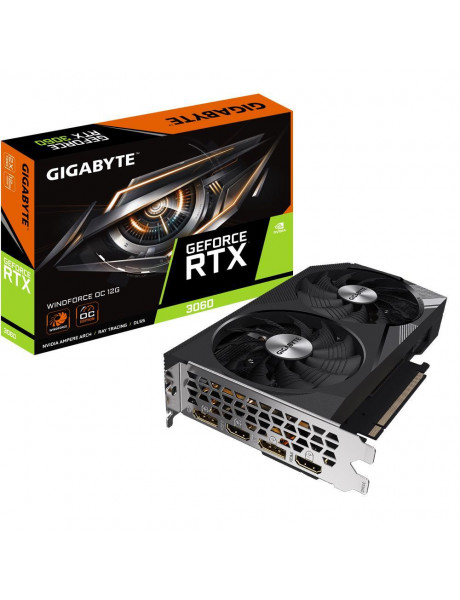 Graphics Card|GIGABYTE|NVIDIA GeForce RTX 3060|12 GB|GDDR6|192 bit|PCIE 4.0 16x|Memory 15000 MHz|GPU 1792 MHz|2xHDMI|2xDisplayPort|GV-N3060WF2OC-12GD2.0