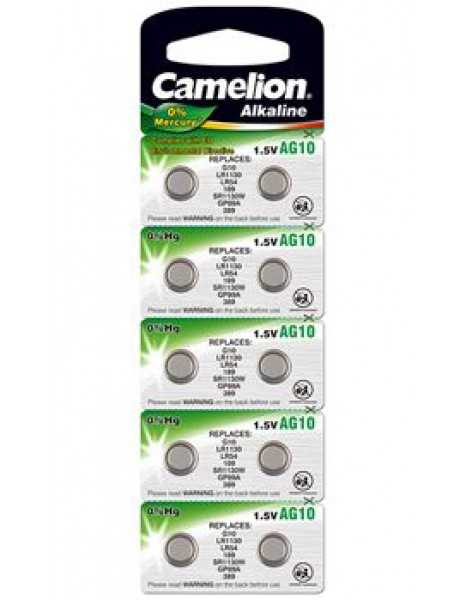 Camelion AG10/LR54/LR1131/389, Alkaline Buttoncell, 10 pc(s)